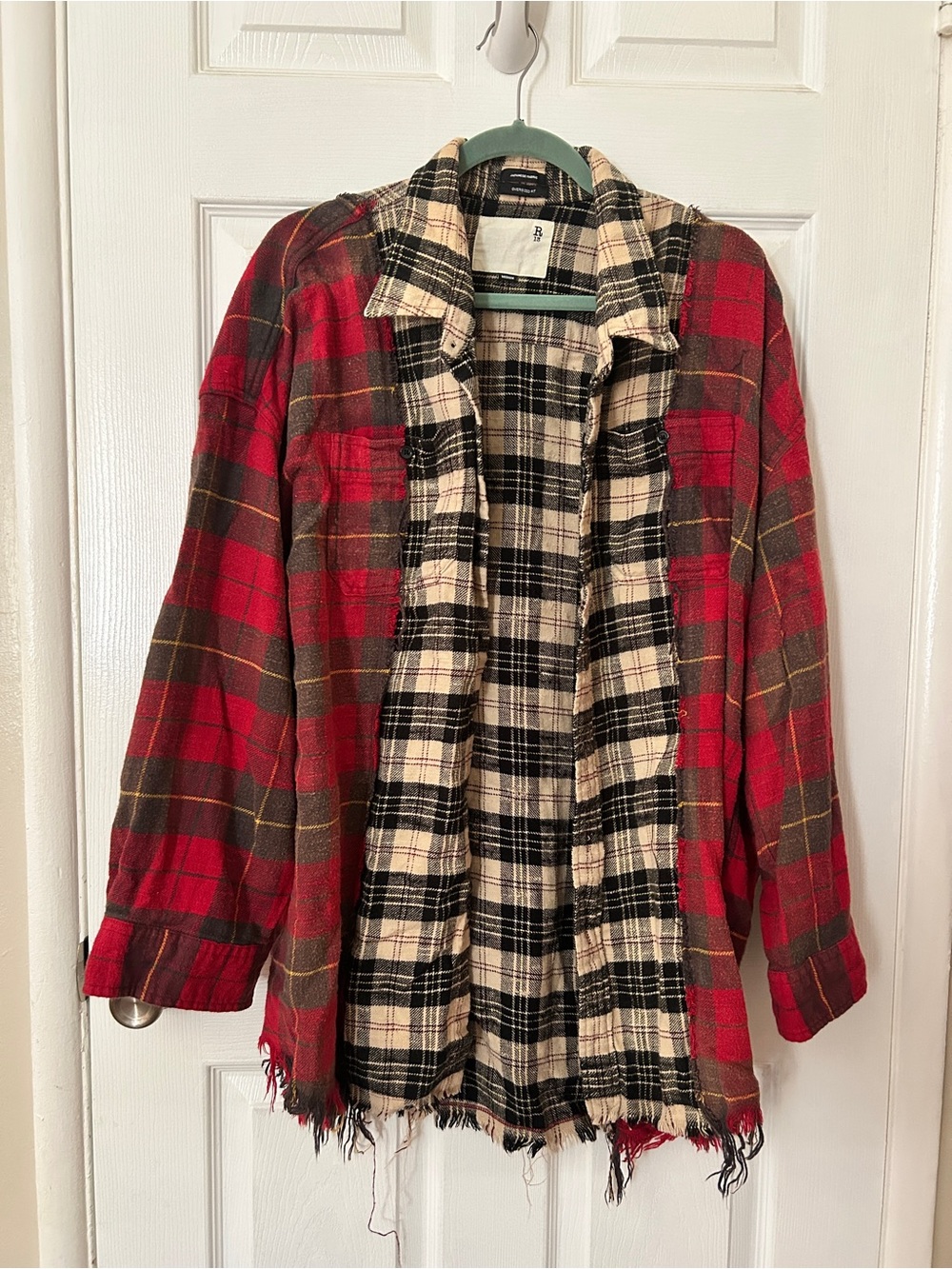 R13 Red Plaid Double-Faced flannel with Black & Cream Interior, Oversized